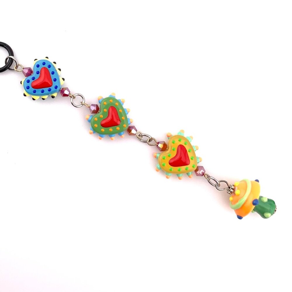 Hearts Mushroom Glass Bead Handmade Car Charm Suncatcher CC124